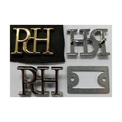 China Sustainable High quality custom metal brand name logo nameplate labels for handbags for sale