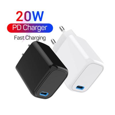 China Hot Selling Mobile Phone Single Type C Port 20W Fast Phone Charger Power Adapter For iPhone Charger for sale