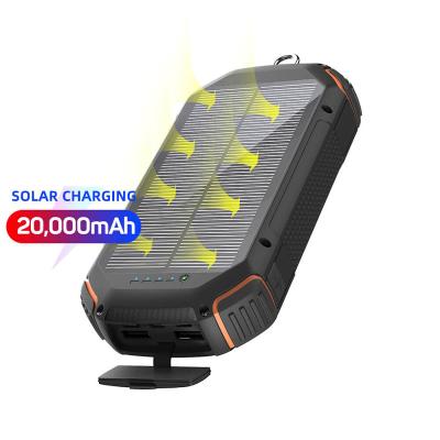 China High Capacity Solar Panel Charging Waterproof External Portable 20000mAh Solar Power Bank 20000mAh Phone Battery Charger Solar Panel Radio for sale