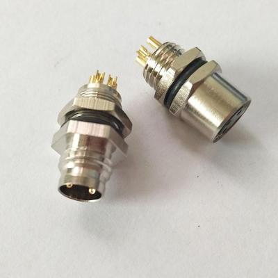 China Power Directly All In One Type Integrated Type 3 4 Pin Female Male M8 Front Back Screw Panel Mount Socket Connector for sale