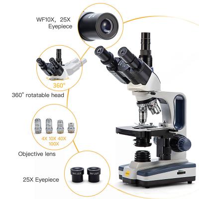 China Siedentopf trinocular with Microscopio Dual-function Microscopio Dual Function Microscope Factory Price C-mount Adapter SWIFT-SW350T Light Microscope Manufacturer 2500X Trinocular Professional Microscope for sale