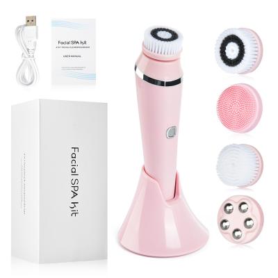 China New Silicone 4 in1 Electric Deep Cleansing Brush Pore Blackhead Remover DEEP CLEANSING Clean Massager Easy Simple Use Facial Deep Face for sale