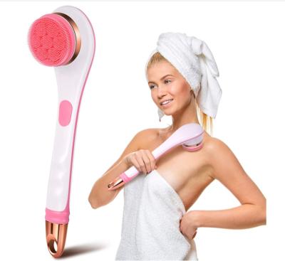 China Long Handle Electric Bath Brush 4 In 1 Electric Rotary Skin Cleaning Brushes Back Massage Long Handle Waterproof Multifunctional Shower Brush for sale