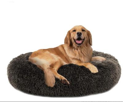 China Breathable Soothing Cat Bed Donut Faux Fur Dog Pet Bed Self-Warming Cozy Cuddler Around Luxury Washable Dogs Beds for sale