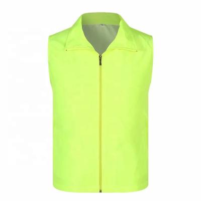 China Volunteer Vest Full Zip Polyester Breathable Windproof Jacket Men's Sleeveless Light Green Color for sale