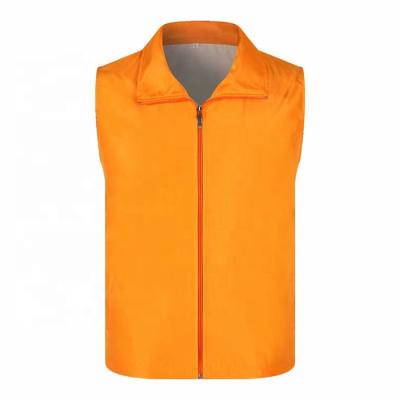 China Breathable Full Zip Polyester Sleeveless Advertising Customized Logo Work Vest For Volunteer for sale