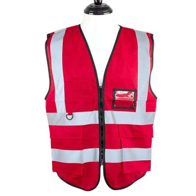 China High Visibility Customize Logo Reflective Vest Jacket Polyester For Safety Vest Multi-pocket Reflective Vest for sale