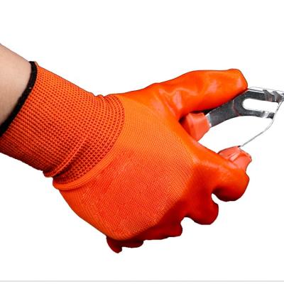 China Safety Work Custom Waterproof Rubber Impact Resistant PU Coated Gloves For Field Works Safety Glove for sale