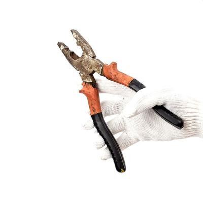 China Safety Work Breathable Work Gloves Knitted Nylon Cotton White Color With Red Edge Working Gloves for sale