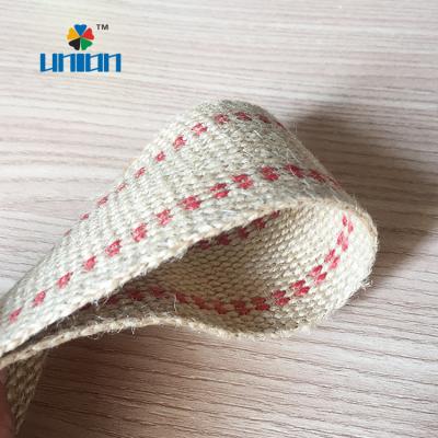 China Eco-friendly premium natural 2 inch red stripe jute webbing burlap upholstery for chair for sale