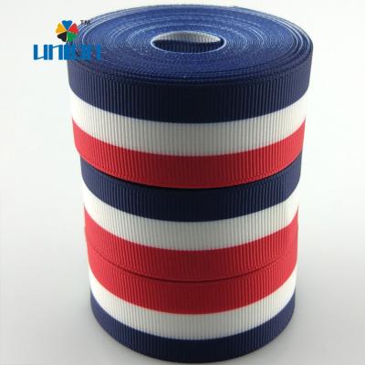 China Sustainable 25mm Striped Custom Printed Grosgrain Ribbon for sale