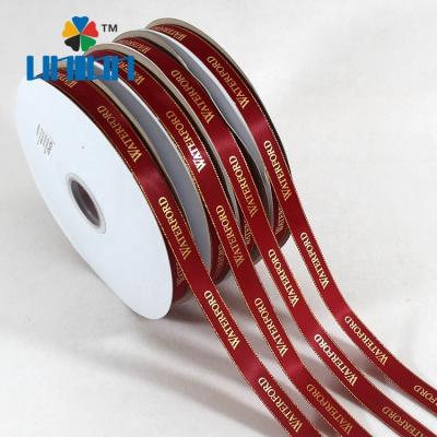 China Printed Satin Ribbon with Lurex Edge 3/4