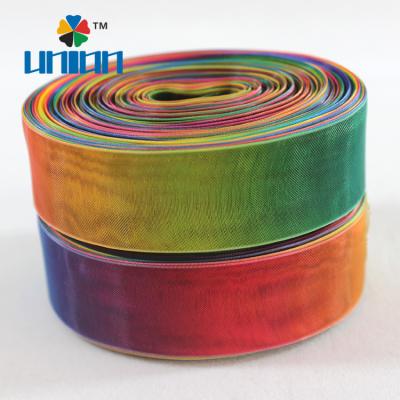 China Organza Ribbon Customized Rainbow Organza Ribbon Printing for sale