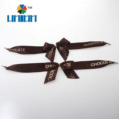 China Printed Ribbon Bow Wholesale Pre Made Satin Ribbon Bow For Chocolate Box Gifts Wrapping for sale