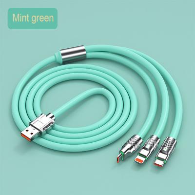 China New Arrival High Speed ​​3 in1 Charging Cables Fast Type Liquid Silicone Charging USB Zinc Alloy 6A Micro C Cord Cable 120W For Mobile Phone for sale