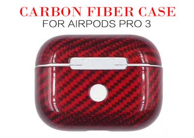 China Airpods Pro 3 Red Waterproof 3K Carbon Fiber Airpods Case for sale