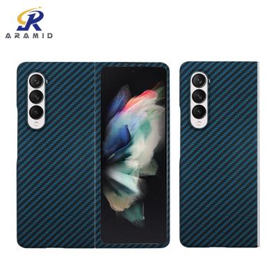 China Super Light Blue Aramid Fiber Phone Case For Samsung Z Fold 3 for sale