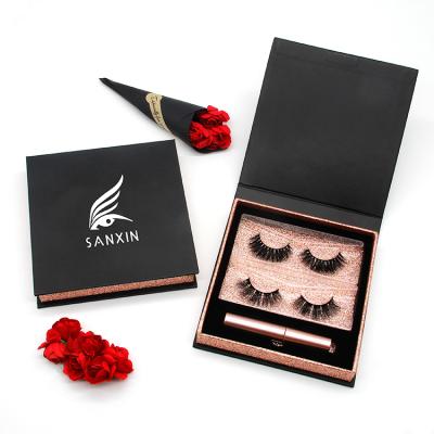 China Private Label 5 Pcs Natural Magnets 3D Volume Fake Strong Mink Strip Magnetic Eyelashes for sale