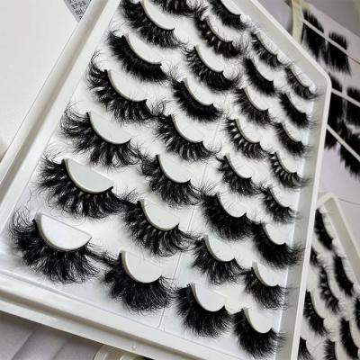 China 25-30 Times 3d Fluffy 100% Siberian Mink Fur Eyelashes Wholesale Seller 25mm Long Customized Boxes Full Natural Strip Mink Eyelash for sale