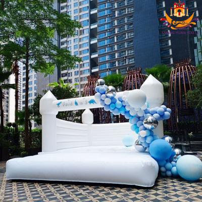 China Party Event Fun Moonwalk Inflatable Bouncer Jumping Castle Jumper All Pvc White Wedding Bouncy House With Slide For Toddler for sale