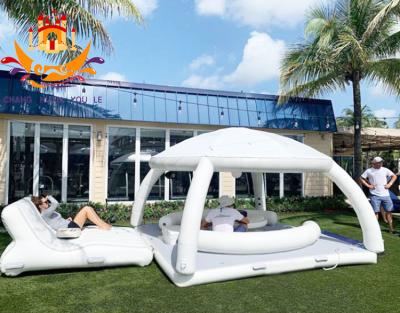 China Outdoor Water Fun Customized Inflatable Tent On Water, Island Leisure Inflatable Floating Platform Air Cushion Motion. for sale