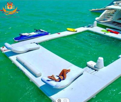 China Outdoor Customize Logo Drop Stitch Swimming Pool Yacht Swimming Pool Outdoor Leisure Ocean Sea Jellyfish Floating Pool With Net for sale