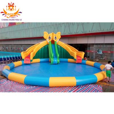 China Eco-friendly Commercial Adult Kids PVC Air Elephant Inflatable Water Slide Slide With Inflatable Swimming Pool Slide for sale