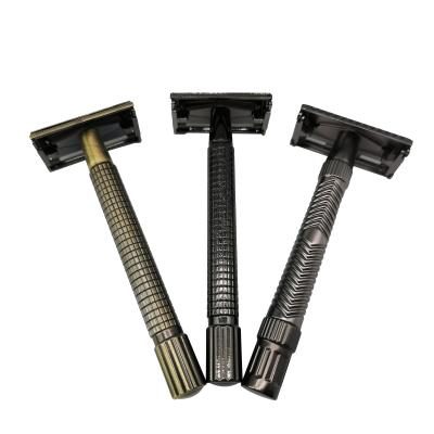 China Retro-Exposure Double Blade Style Twin Blade Edge Butterfly Gun-Black Safety Razor With Stainless Steel Blade for sale