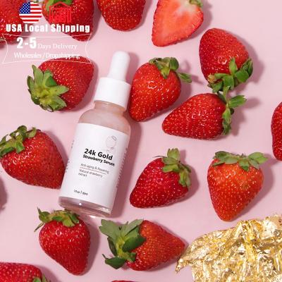 China Skin Revitalizer Skin Revitalizer Private Label Dry Skin Moisturizing Strawberry Anti Aging Vitamin C Wrinkle Repair 24K Gold Organic Facial Whitening Serum for sale