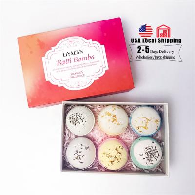 China Msds Bathbombs Organic Home Spa Oil Fizzies Bath Bombs Bath Bombs Essential Home Ingredients Private Label Bubble Set / 100% Natural With Petal for sale