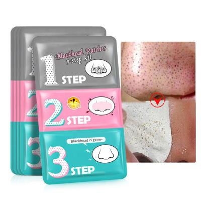 China Firming Firming OEM T Zone Skin Care Face Rub Pores Shrink Blackhead Acne Pimple Spot Remover Nose Correction Mask 3 Step Kit for sale