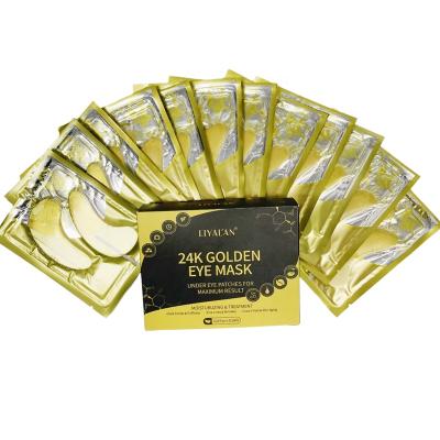 China Anti-Puffiness Anti-Puffiness OEM 12pcs Remove Circles Crystal Gel Eye Mask Hydrogel Collagen 24K Dark Gold Under Eye Patch With Box for sale