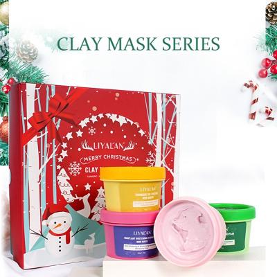 China Clay Facial Care Series 2020 Best Natural Face Skin Care Gift 4 Pieces Kit + Hair Band and Brush Christmas Gift for sale