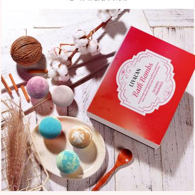 China Organic Wholesale Home Stocked Natural Bath Bombs Low MOQ Private Label Christmas Gift Set With Box for sale