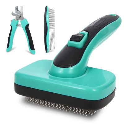 China Stocked Shedding Long Short Haired Safe Painless Hairs Removes Loose Undercoat Tangled Cats Dogs Cleaning Mold Slicker Set Brush For Pet for sale