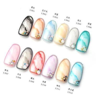 China 3d Nail Art DIY Decoration Manicure Jewelry Decoration Japanese Colorful Ultra Thin Nail Art Metal Chain for sale