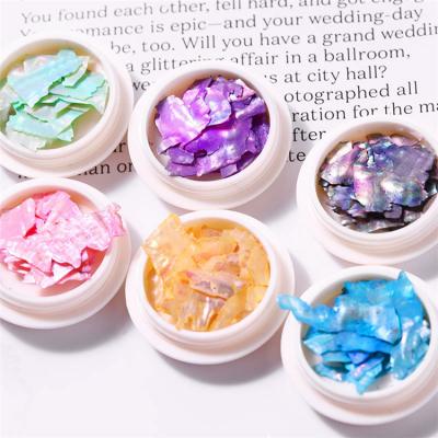 China 3d Nail Art DIY Decoration Shell Flakes Colorful Thin Slice Stones 3d Irregular Crushed Natural Nail Art Decorations for sale