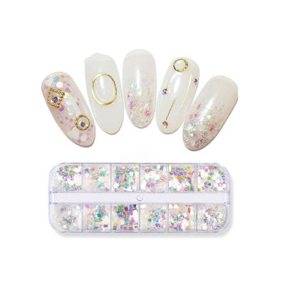 China 3d Nail Art DIY Decoration Sequins Aurora Sequins AB Color 3D Triangle Sequin Flakes Glitter Nail Decoration for sale