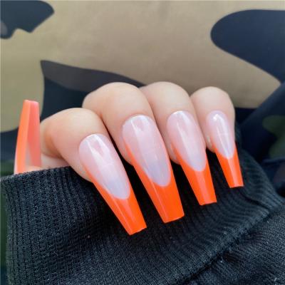 China 20pcs DIY French French Coffin Form False Nail Gradient Long Press On Nails Full Cover Nail Tips for sale