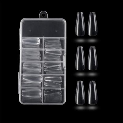 China Clear 100pcs Full Cover French False Nail Clear Extension Coffin Nail Tips For Salon DIY Home Nail for sale