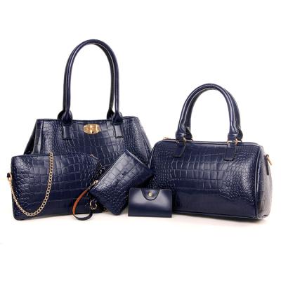 China 5pcs Fashion PU Leather Lady Tote Shoulder Bag Women Handbag Set for sale