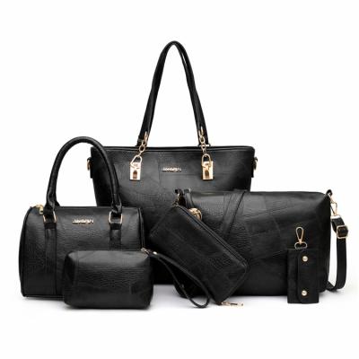 China High Quality Set of New Fashion Women Large Capacity PU Shoulder Bag Tote Lady Bags 6pcs Handbags for sale