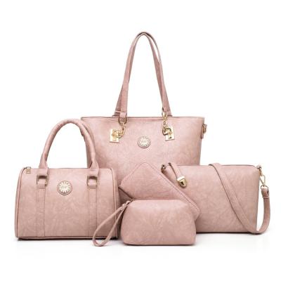 China Hot Sale Fashion Lady 5 Pcs Set Shoulder Bag Women PU Handbags Set for sale