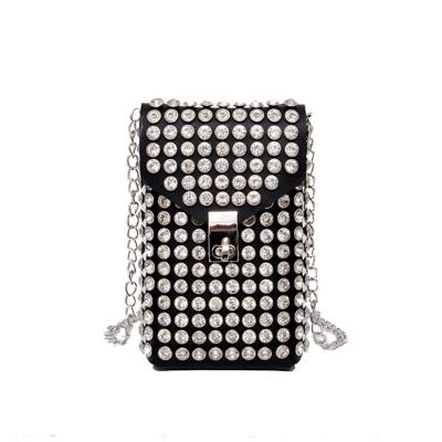 China Glitter anti-theft mobile phone shoulder bag 2020 new faux stone small PU pussy package waist bag for sale