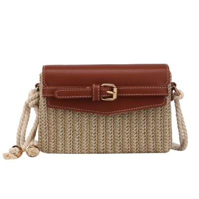 China New Bohemian Women Straw Shoulder Bag Box Handbag Square Woven Style Cross - Body Bag for sale