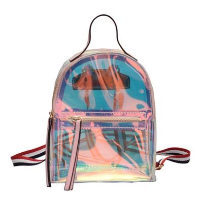 China Mini Fashion Girls Waterproof Clear Pvc Holographic Korean Backpack With Strap for sale