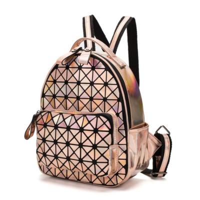 China New Fashion Waterproof Girls Laser PU Geometric Holographic Mini Backpack for sale