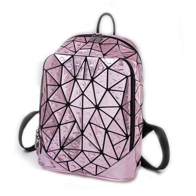 China Water Drop Waterproof School Bag Geometric Women Shape Shiny PU Backpack for sale