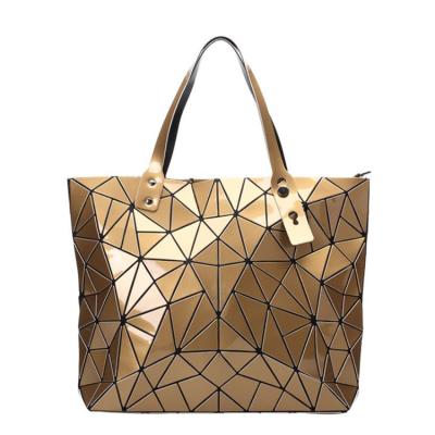 China Fashion Ladies Shiny Classic Geometric PU Tote Beach Bag Women Shoulder Bag Handbag for sale