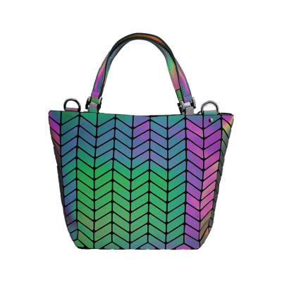 China Fashion Women Fashion PU Tote Shoulder Geometric Lady Bags Bright Handbags for sale